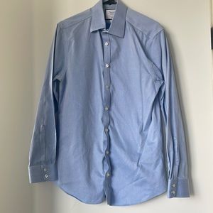 Charles Tyrwhitt mens non-iron dress shirt. Extra slim fit 15.5”, 34”